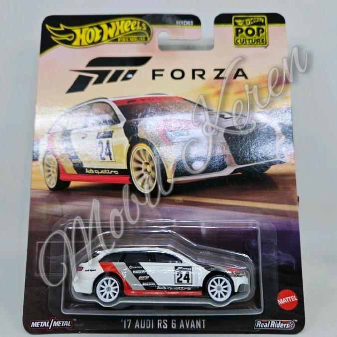 Diecast Hot Wheels Premium Forza 17 Audi RS 6 Avant white ban karet