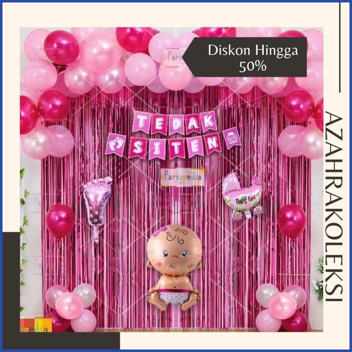 azahrakoleksi Paket Dekorasi Tedak Siten Bayi Perempuan Balon Latex Sale