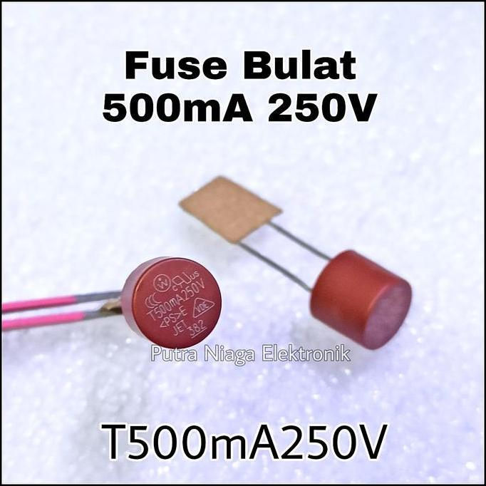 Baru (1) Fuse Bulat 500mA 250V Sikring Silinder PCB Board T500mA250V 0,5A 0.5A putran1a