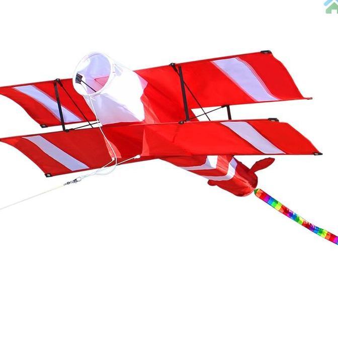 New- Layangan 3D Layangan Pesawat Layang Layang Besar Bi-Plane Kite Giant
