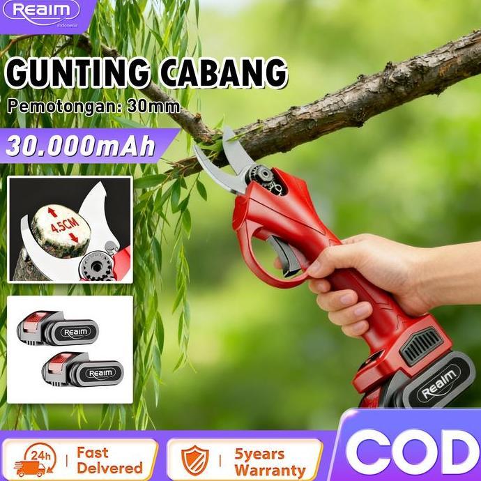 Reaim Cordless Gergaji 12 Inch Portable / Chain Saw Mesin Potong Kayu Dengan Baterai Lithium 20V 400