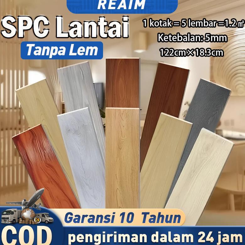Reaim SPC lantai Kayu Wood Flooring Vinyl Klik Tanpa Lem Lantai kayu parquet Dengan Lem Sticker Taha