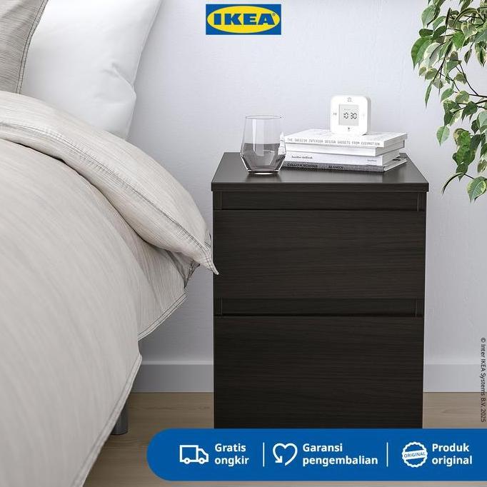 Ikea Kullen Lemari 2 Laci Hitam Minimalis 35X49 Cm Meja Furniture