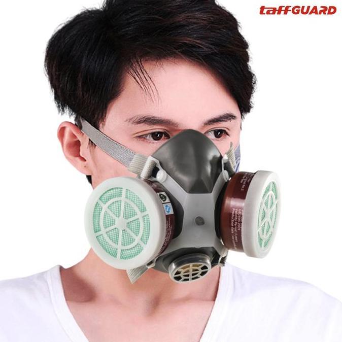 Topeng Gas Lab Kimia TaffGUARD N8305 Safety Mask Masker Cat Respirator Half Face with Activated Carb