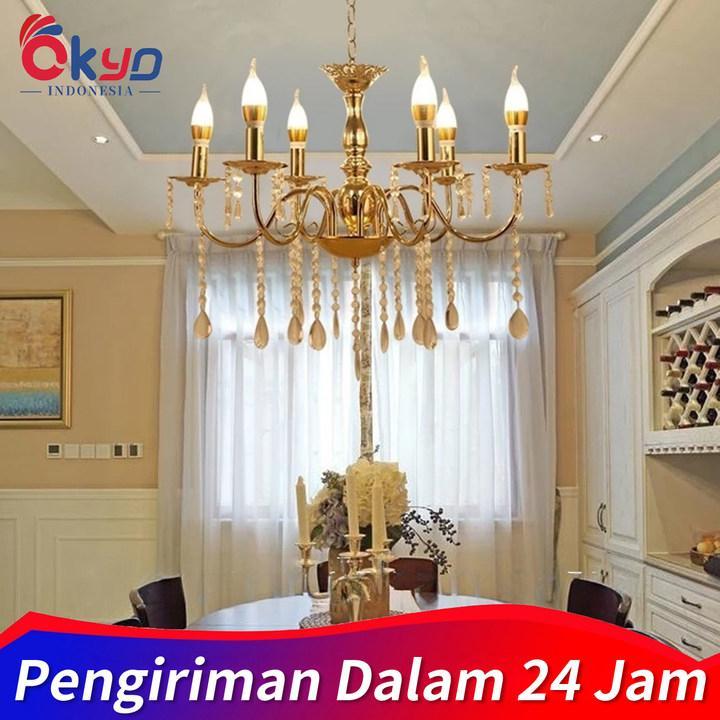 Lampu Gantung Dekorasi / Lampu Hiasan Rumah Lampu Gantung Kristal Ruang Tamu Gaya Retro 6/8/12 Lampu
