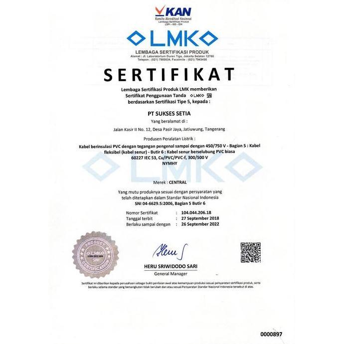 SNI CENTRAL NYMHY 4x1.5 mm 500V Meteran( H05VVF RVV Kabel Listrik Lentur NYMHY 4 x 1,5mm NYMHY 4 x 1