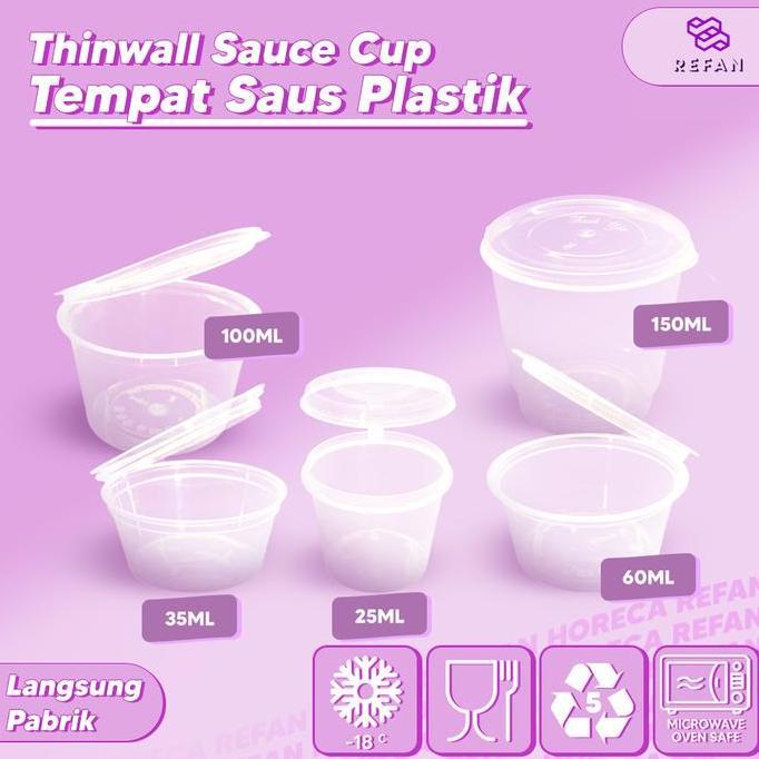New- Thinwall Sauce Cup / Tempat Saus / Puding Semua Ukuran Per 1 Pack
