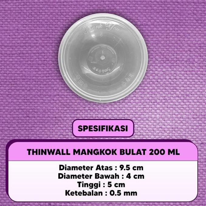New- Mangkok Plastik 200 ml Thinwall / Tempat Kotak Makan Nasi Cup Puding