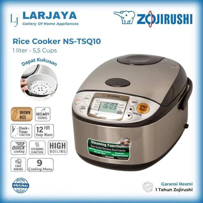 Zojirushi Rice Cooker NS-TSQ10 1,0 Liter/ 5,5 cups - Penanak Nasi Dengan Panci Steamer SRA