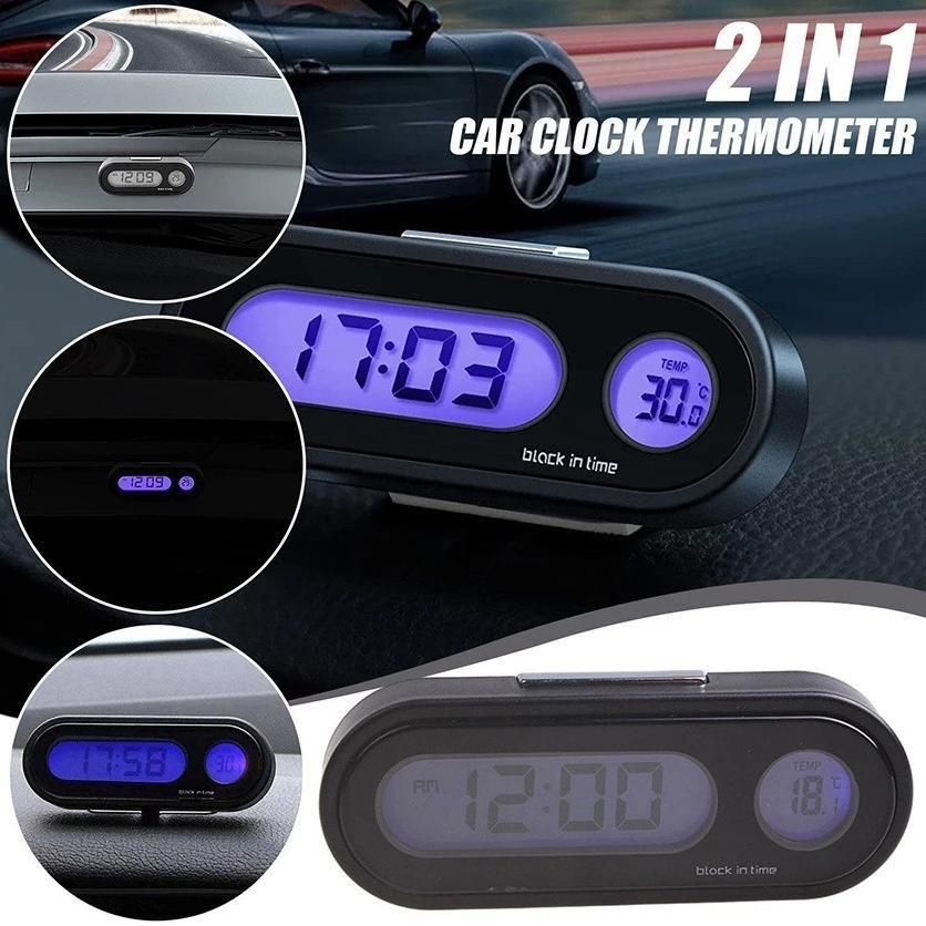 Jam Termometer Mobil Digital Led  Untuk Dashboard Mobil