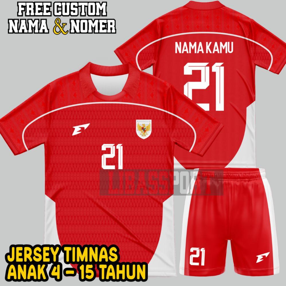 JERSEY TIMNAS ANAK FREE SABLON NAMA NOMER PUNGGUNG,STELAN JERSEY TIMNAS INDONESIA UKURAN ANAK