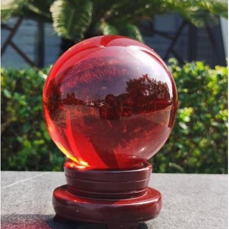 Bola Red Kristal Feng Shui Jumbo ukuran 20cm + Tatakan sesuai foto (cl
