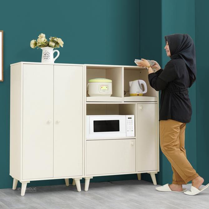 Terlaris Ifurnholic Dion Dish Cabinet I Kabinet Dapur Kayu 2 Pintu Minimalis I Lemari Dan Rak Piring