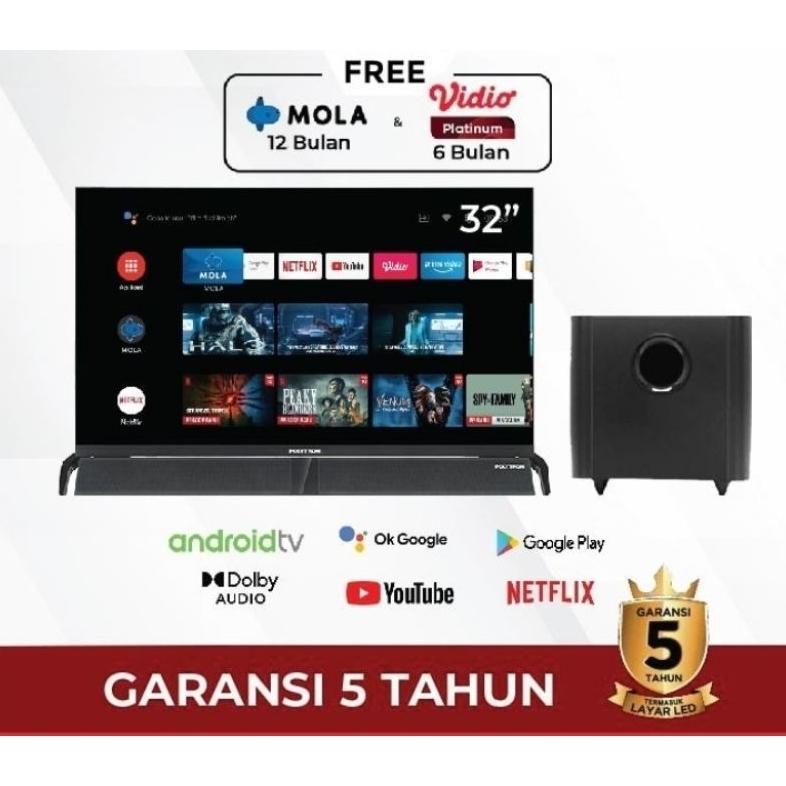 (Khusus Wilayah Palembang) Polytron Android TV 32 Inch Cinemax SoundbarPLD-32BAG5959/PLD-32BAG9858, 