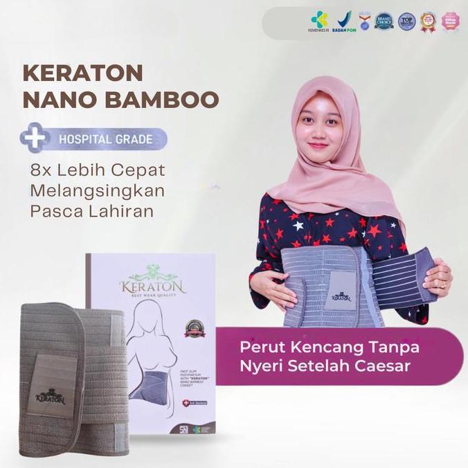 KERATON Korset Nano Bamboo Postpartum Corset Pelangsing Pasca Melahirkan Ceasar Normal Premium Antib