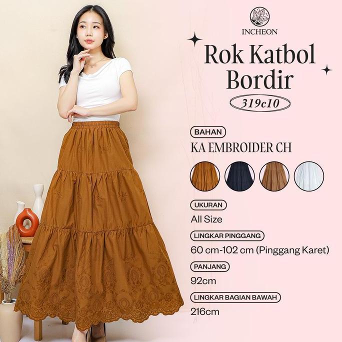 ROK KATUN BORDIR (ROK BERFURING - ROK PANJANG BRUKAT WANITA PANJANG SKIRT KATUN)