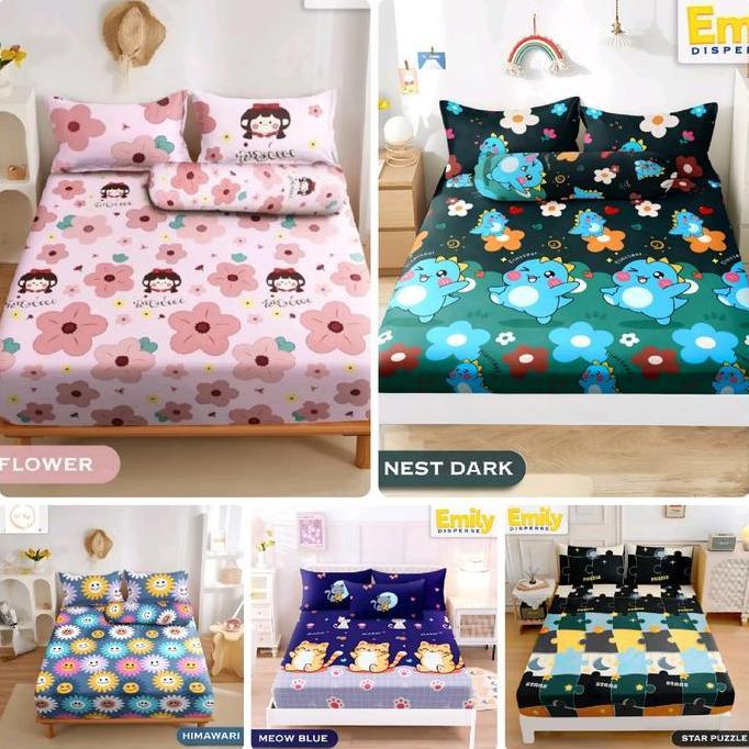 Sprei Motif Kotak-Kotak Ukuran No 1 180X200 / Seprai Aesthetic Set 2 Bantal 2 Guling