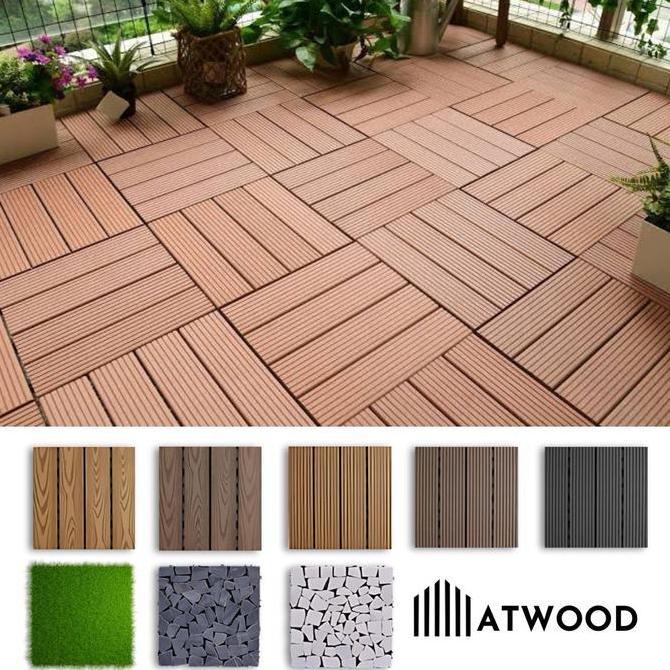 Deing Tile Wpc Outdoor Diy Lantai Kayu Ubin Teras Taman Kolam Renang Bongkar Pasang