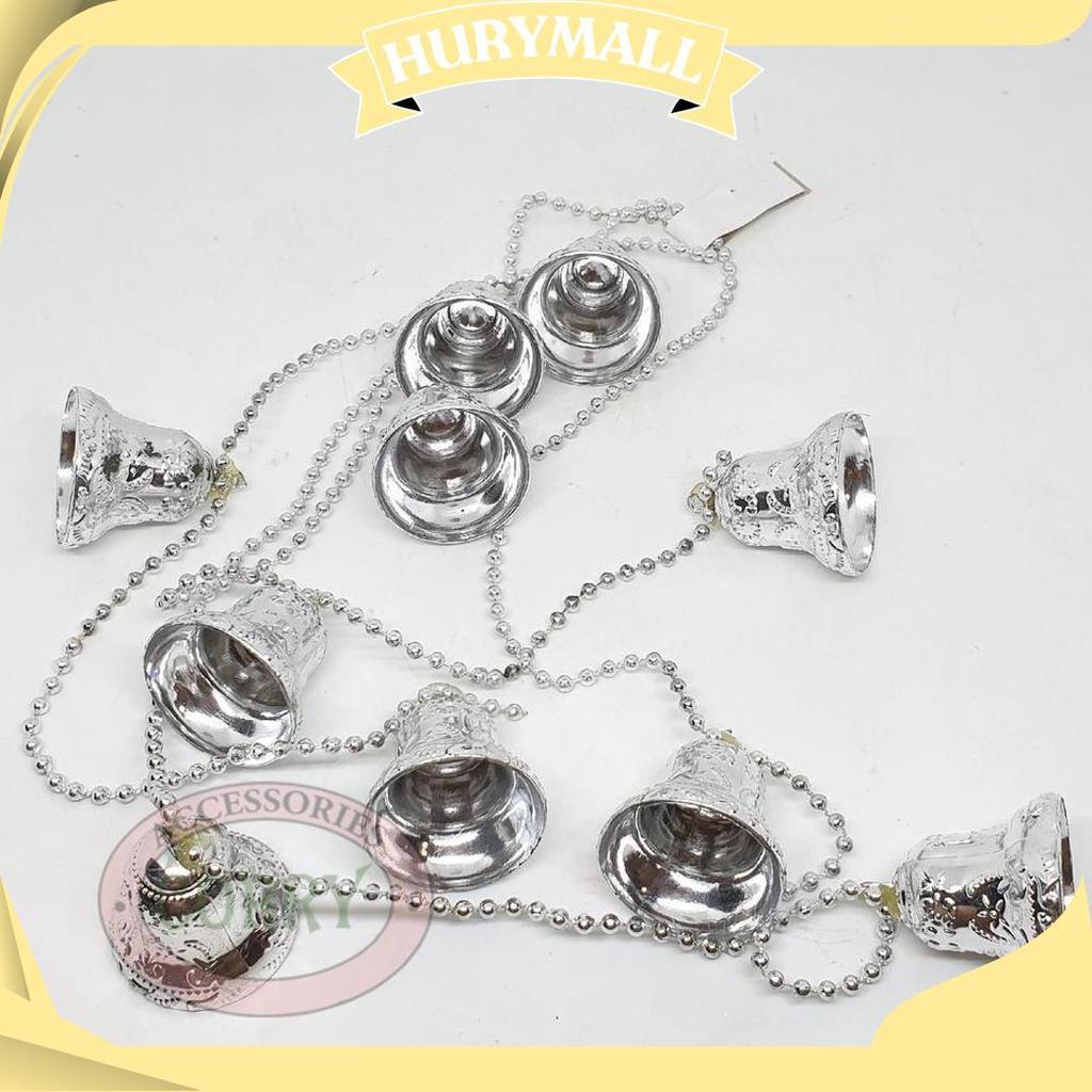 Rantai Pohon Natal Lonceng Silver Perak Hiasan Christmas 1.5 Meter Co Cod