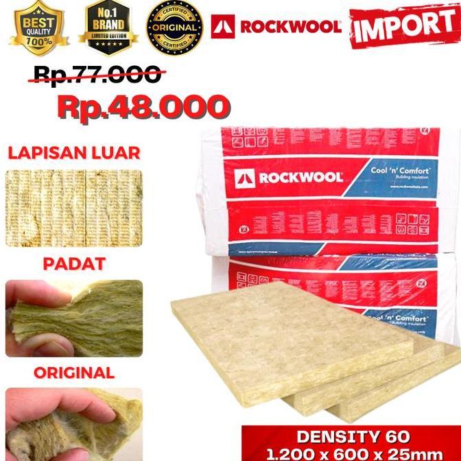 Peredam Suara Rockwool Density 60 Tebal 2,5 cm Rockwool Ori Malaysia Minimalis PRAM
