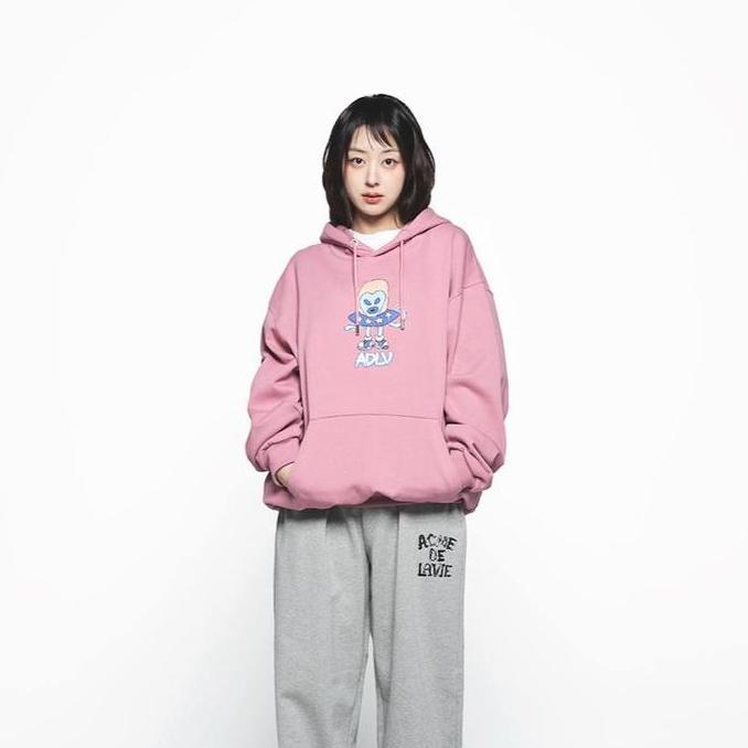 [ADLV] Heart Alien Hoodie Pastel Pink - Hoodie Oversize Wanita Pria Original Acme de la vie