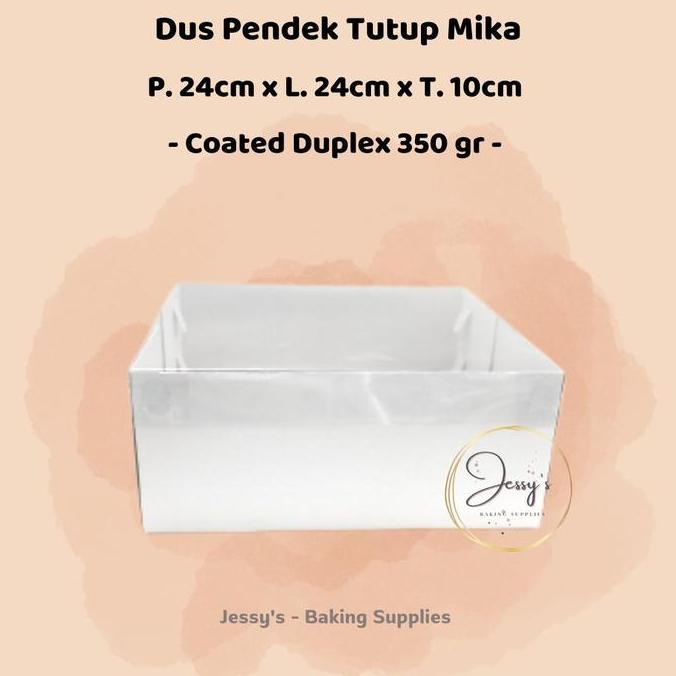 New- Dus Box Kotak Kue Cake Tinggi Mika 24 x 24 x 10 (Putih Polos)