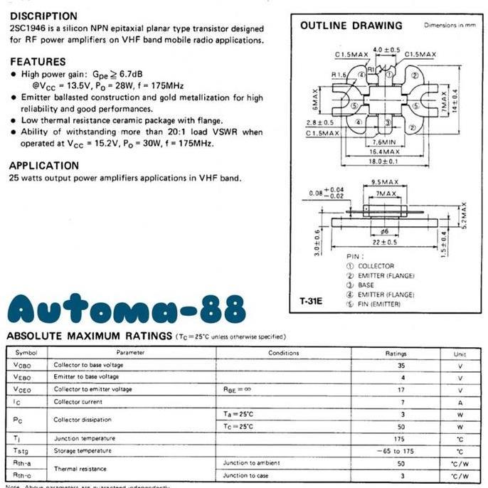 New- C1946 Transistor RF Mitsubishi 2SC1946 C-1946 C1946