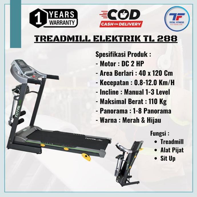 Terlaris Alat Gym Rumahan Alat Lari Treadmill Elektrik Multifungsi Tl288