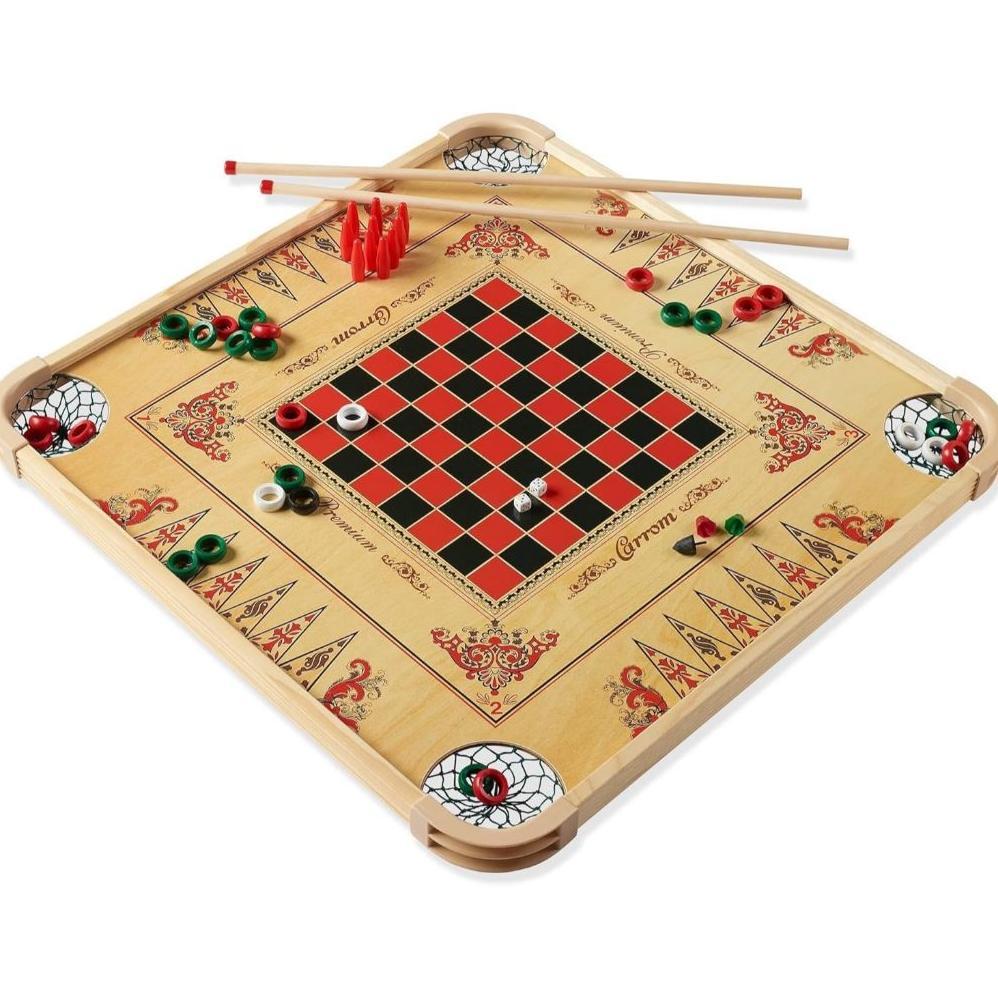 Carrom Board Game Set Large Board Games for Adults & Children Over 85 Board FLASH SALE