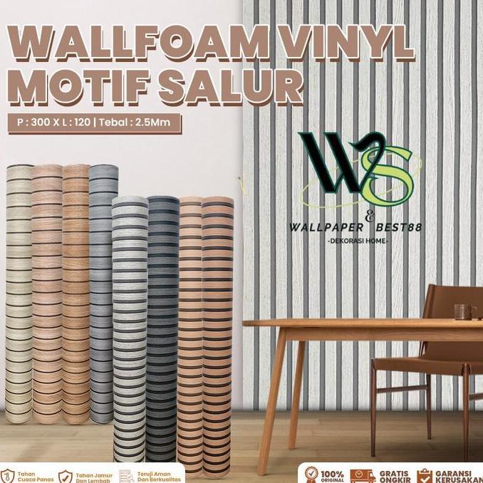 Wallpaper Dinding Foam Vinyl Motif Salur 120x280cm Stiker Dekorasi Kamar PET Panjang 2.8 Meter ZY01 
