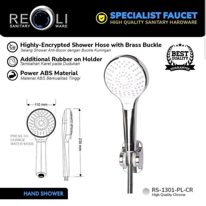 TERBARU - Reoli Shower Mandi / Hand Shower Set Warna Chrome