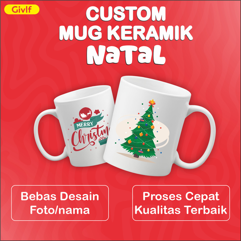 mug custom natal/GELAS lucu tema natal/tanpa PO dan tanpa minimum order/Design LUCU gratisCustom Mug