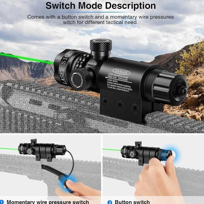 Senter Laser Tactical Hijau Dan Merah Jarak Jauh Scope Mount+Baterai+Charger