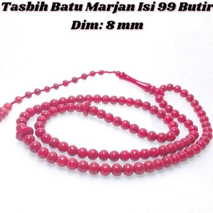 Kalung Tasbih Batu Marjan Isi 99 Butir Asli