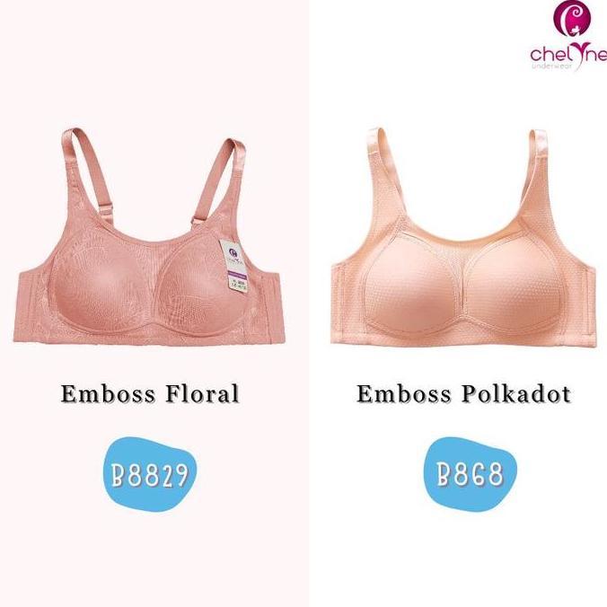 Terlaris Chelyne BH Kemben B8829 / B868 Bahan Spandex Emboss Full Cup Bra Polos - Big Size Bra 38/44