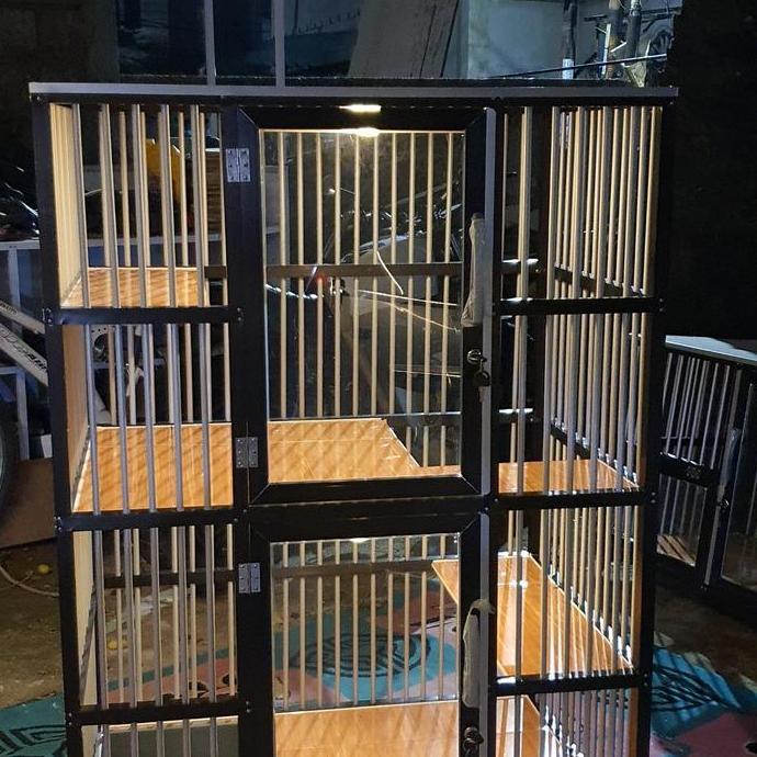 kandang kucing aluminium 2 tingkat