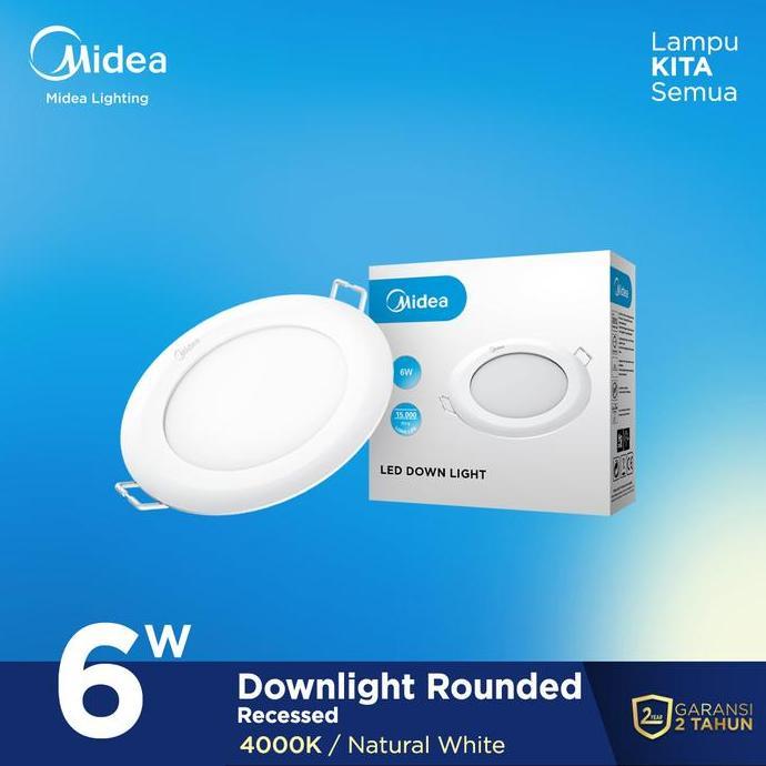 Midea Lampu Led Downlight 6 Watt Kuning Soft 4000K Natural 4 Inch