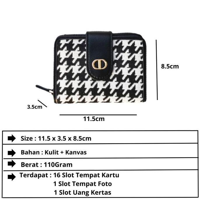 Promo Murah JOIN  Dompet Lipat Wanita Import Motif Square / Dompet Kartu Wanita Motif Houndstooth Sq