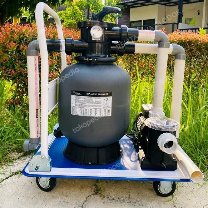 Paket Pompa Vacum Kolam Renang Portable Troli Mesin Pompa Renang