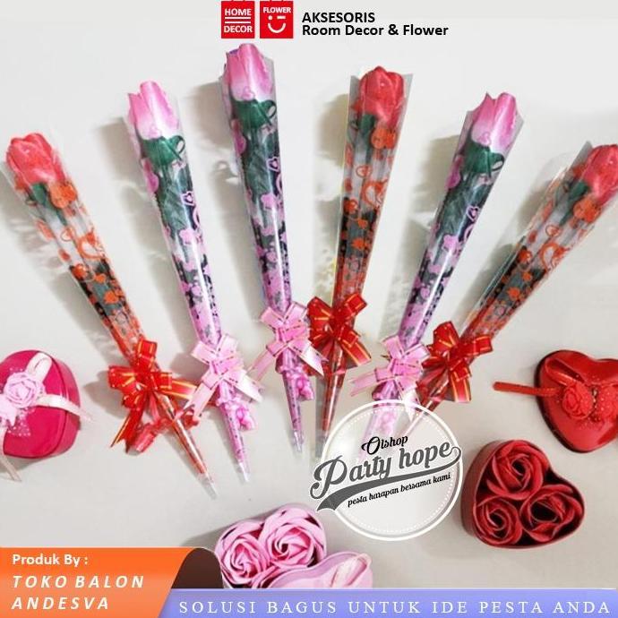 *****] bunga mawar plastik 1 tangkai / bunga hadiah valentine / bunga mawar