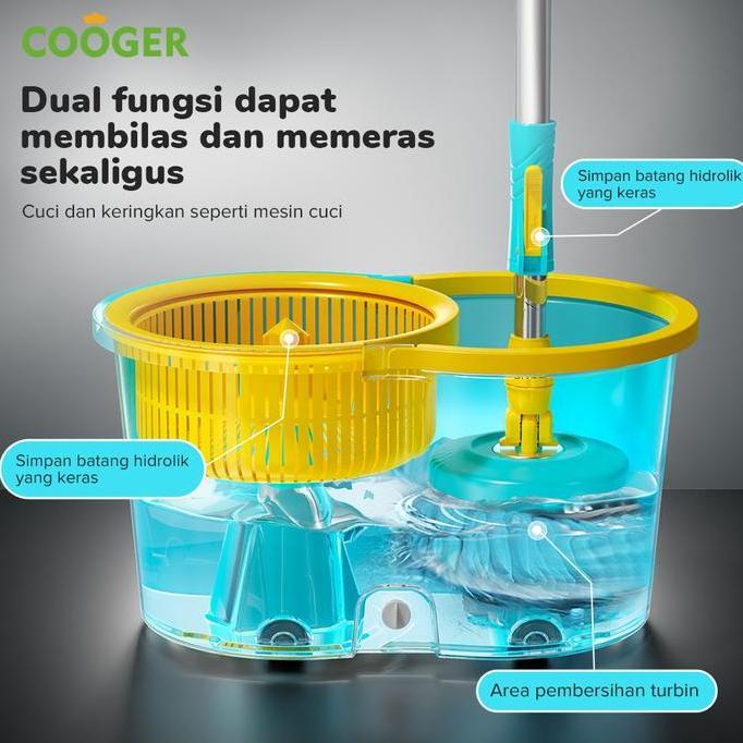 New- COOGER Alat Pel Spin Super Mop // Spin Mop Cooger