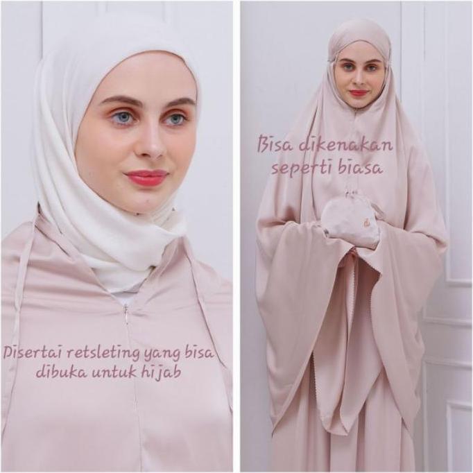 Mukena Mini Travel 2 in 1 Premium Armani Silk Abaya & Laser Cut Pocket