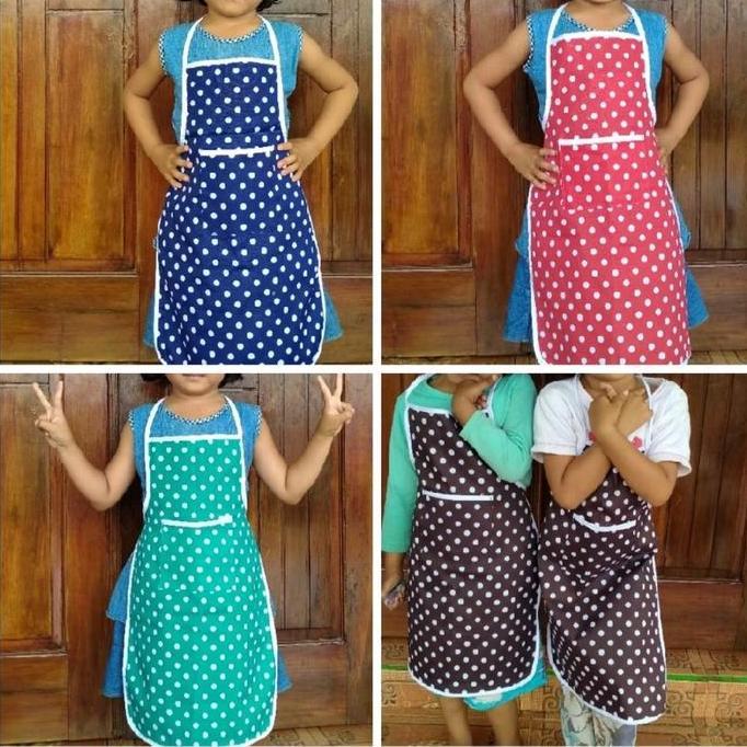 New- Celemek anak TK,SD apron anak Polkadot perempuan laki-laki/celmek anak perempuan laki-laki