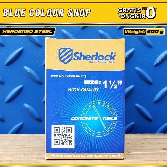 PAKU BETON GALVANIZED SHERLOCK UKURAN 1.5 INCH ( 1 1/2" ) (KEKERASAN 48-52 HRC) 1 KOTAK BERAT 300 GR