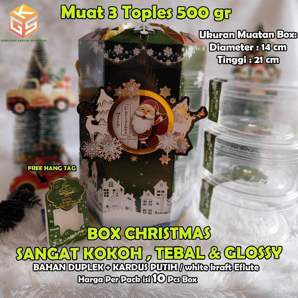 10pcs Box Natal muat 3 Toples 500gr | Box Hampers Natal | Box Hampers Christmas | Box 500GR