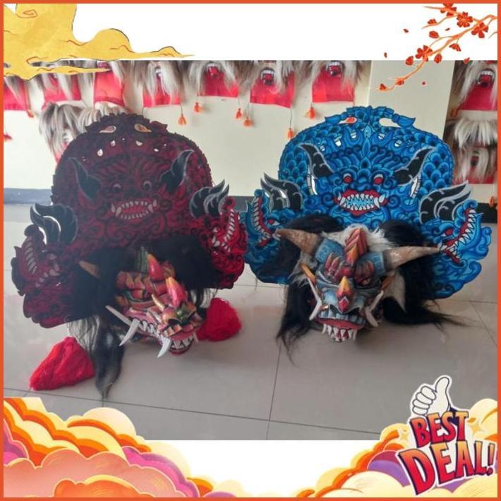 Barongan Devil Anak Kayu Ukuran 18-20 Warna Biru Merah Dskn11