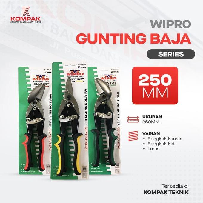 WIPRO | GUNTING SENG 10" Gunting Baja Ringan Gunting Holo Bengkok Kiri