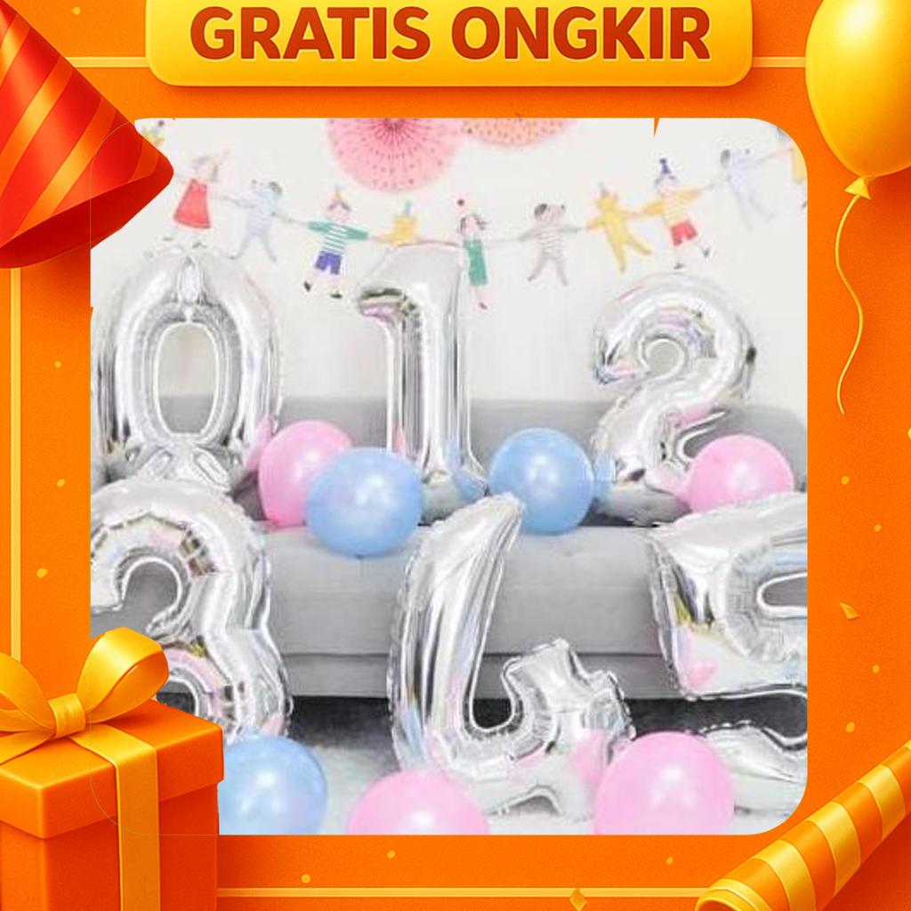 Balon Angka Silver 80 Cm