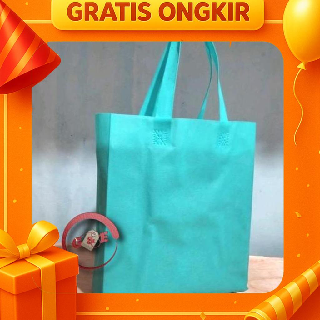 Lusinan Isi 12 Pcs Ukuran 25X35X10 Cm Tas Kain Spunbond Polos Untuk Kantong Belanja, Souvenir , Snac