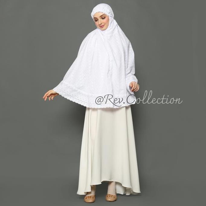 Promo Bergo Kantong Putih Bordir Jumbo Khimar Syari Kerudung Umroh Haji Cod